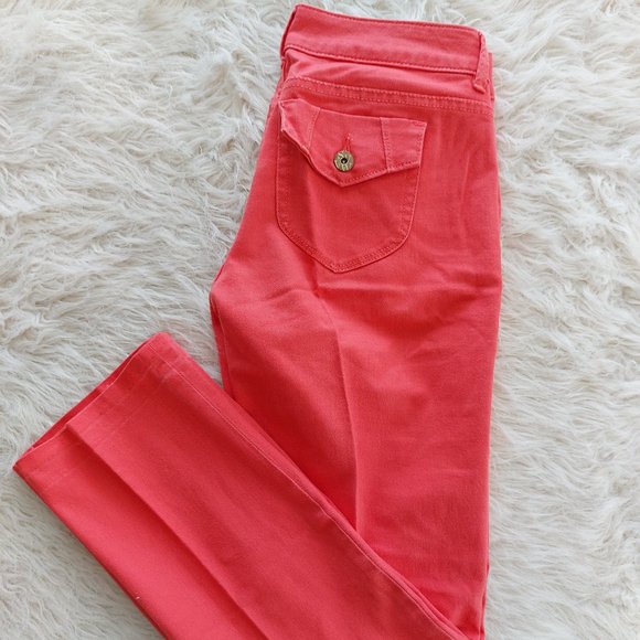 Simply Vera Vera Wang Women's Red Straight Leg Low Rise Denim Jeans Size: 2 - Picture 6 of 12